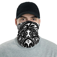 Hawaiian Bandana Turtle White Unisex Neck Gaiter One Size Black - Polynesian Pride