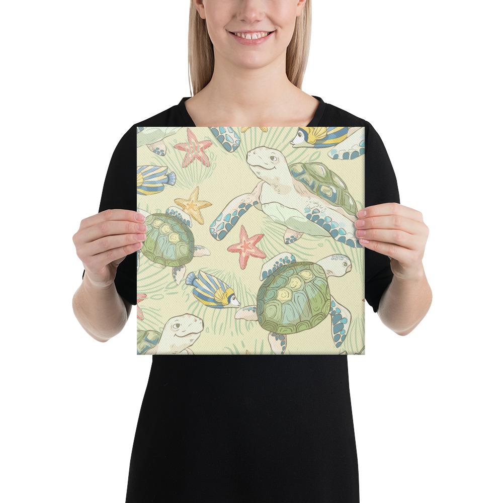 World Animal In Sea Canvas 12x12 Canvas White - Polynesian Pride