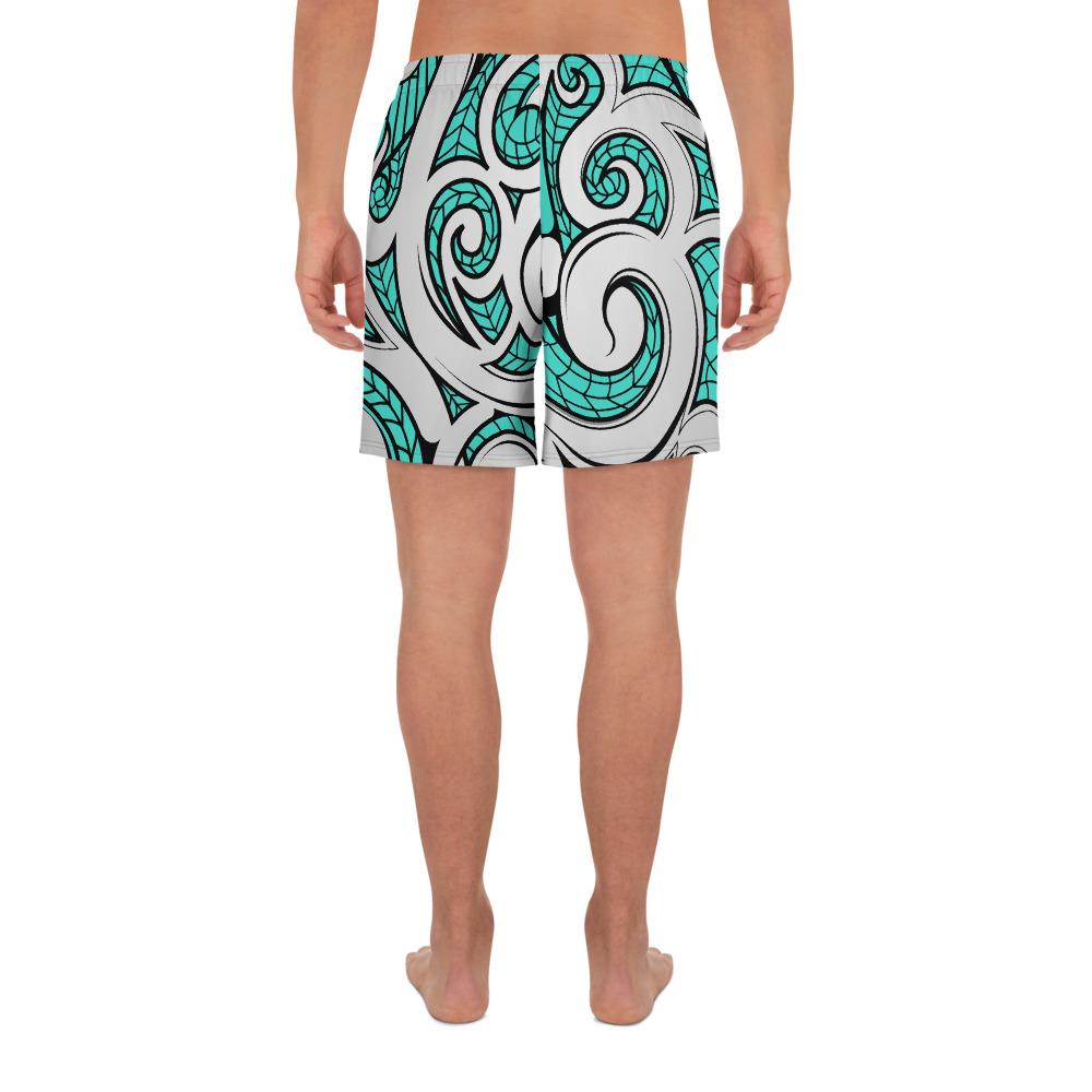 Polynesian Maori Ethnic Ornament Turquoise Men's Athletic Long Shorts - Polynesian Pride
