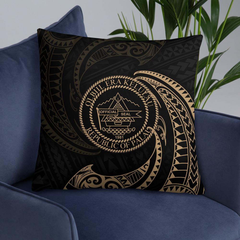 Palau Polynesian Basic Pillow - Gold Tribal Wave - Polynesian Pride