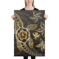Kanaka Map Hibiscus Plumeria Turtle Art Gold Polynesian Canvas 24x36 Canvas Gold - Polynesian Pride