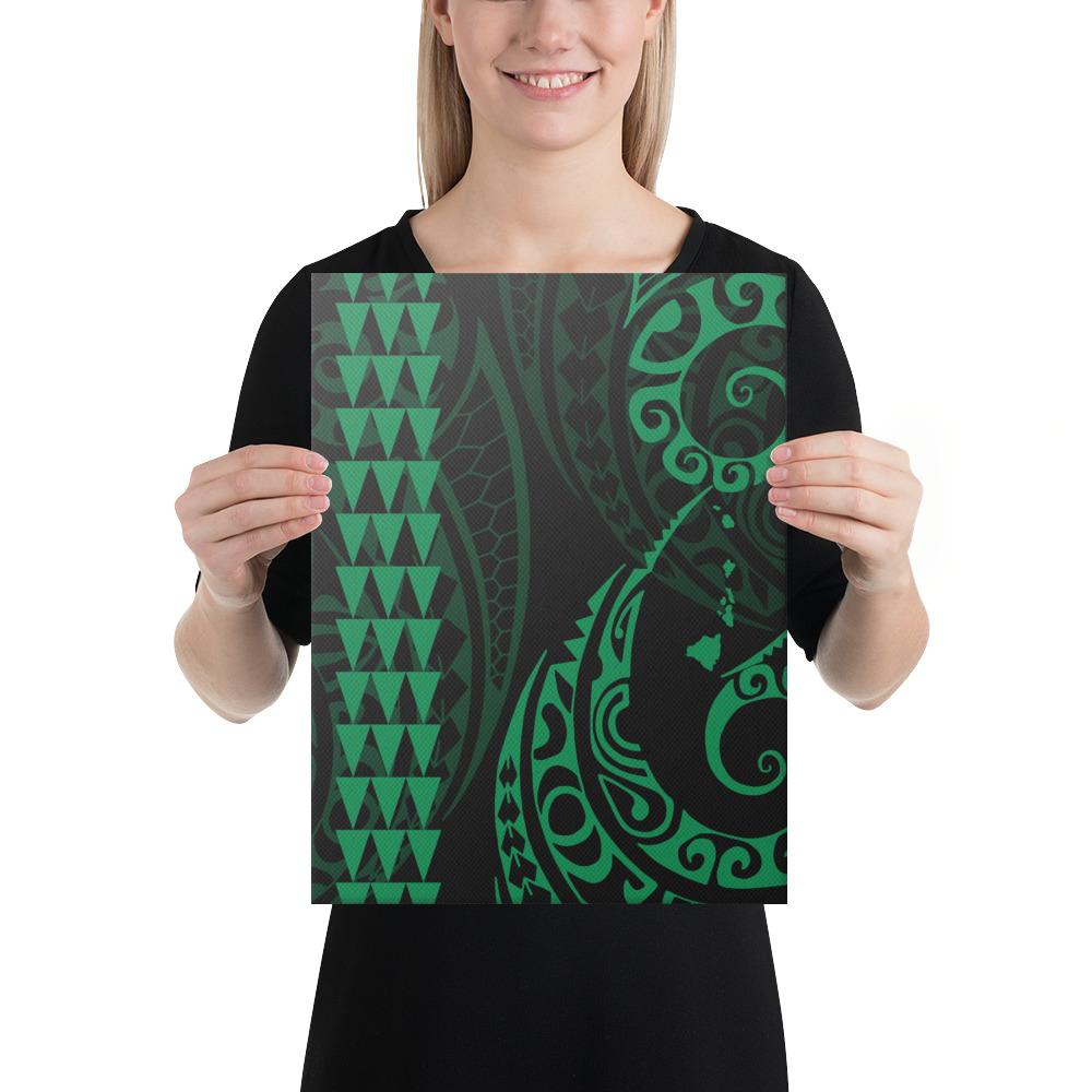 Hawaiian Map Polynesian Canvas Green 12x16 Canvas Green - Polynesian Pride