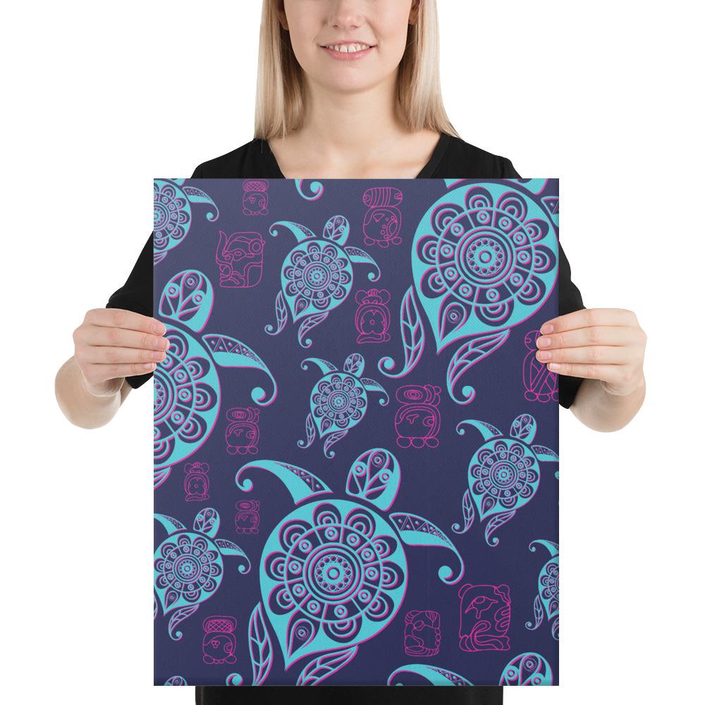 Turtle Neon Canvas 16x20 Canvas White - Polynesian Pride