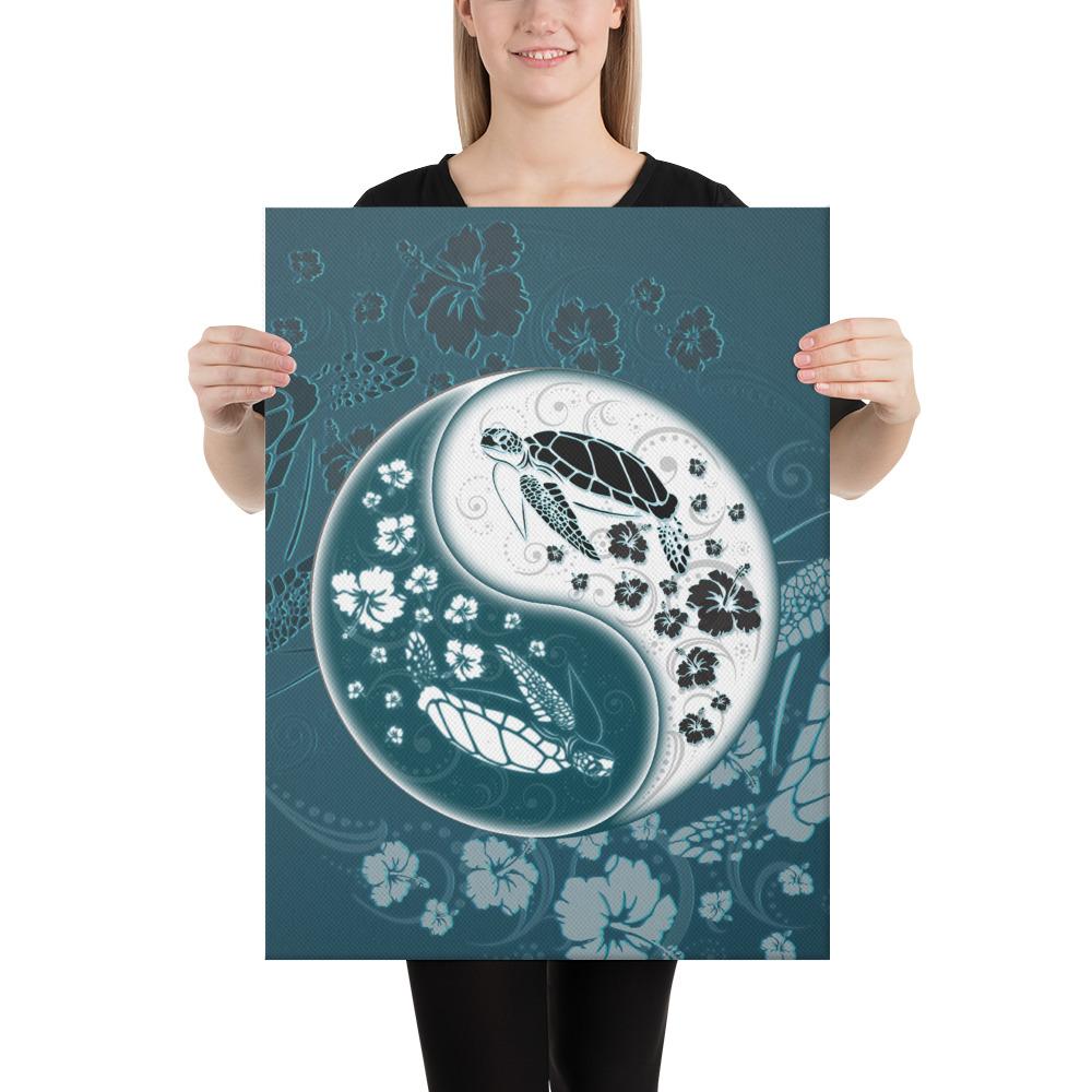 Yinyang Turtle Hibiscus Canvas 18x24 Canvas White - Polynesian Pride