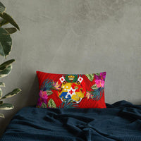 Tonga Polynesian Pillow - Hibiscus Surround Pillow 20×12 Red - Polynesian Pride