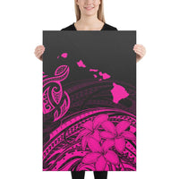 Hawaii Turtle Polynesian Map Plumeria Pink Canvas 24x36 Canvas Pink - Polynesian Pride