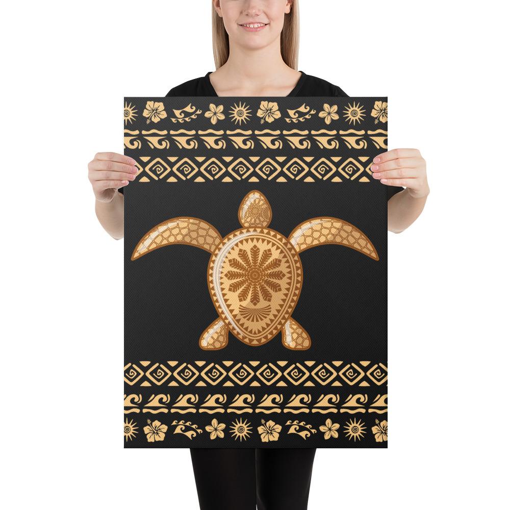 Hawaii Traditional Turtle Pattern Canvas 18x24 Canvas White - Polynesian Pride