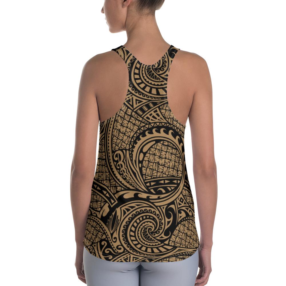 Polynesian Maori Lauhala Gold Hawaii Women's Racerback Tank Top - Polynesian Pride