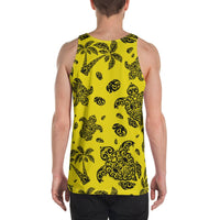 Polynesian Turtle Palm And Sea Pebbles Yellow - Hawaii Men's Tank Top - Polynesian Pride
