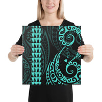 Hawaiian Map Polynesian Canvas Turquoise 16x16 Canvas Turquoise - Polynesian Pride
