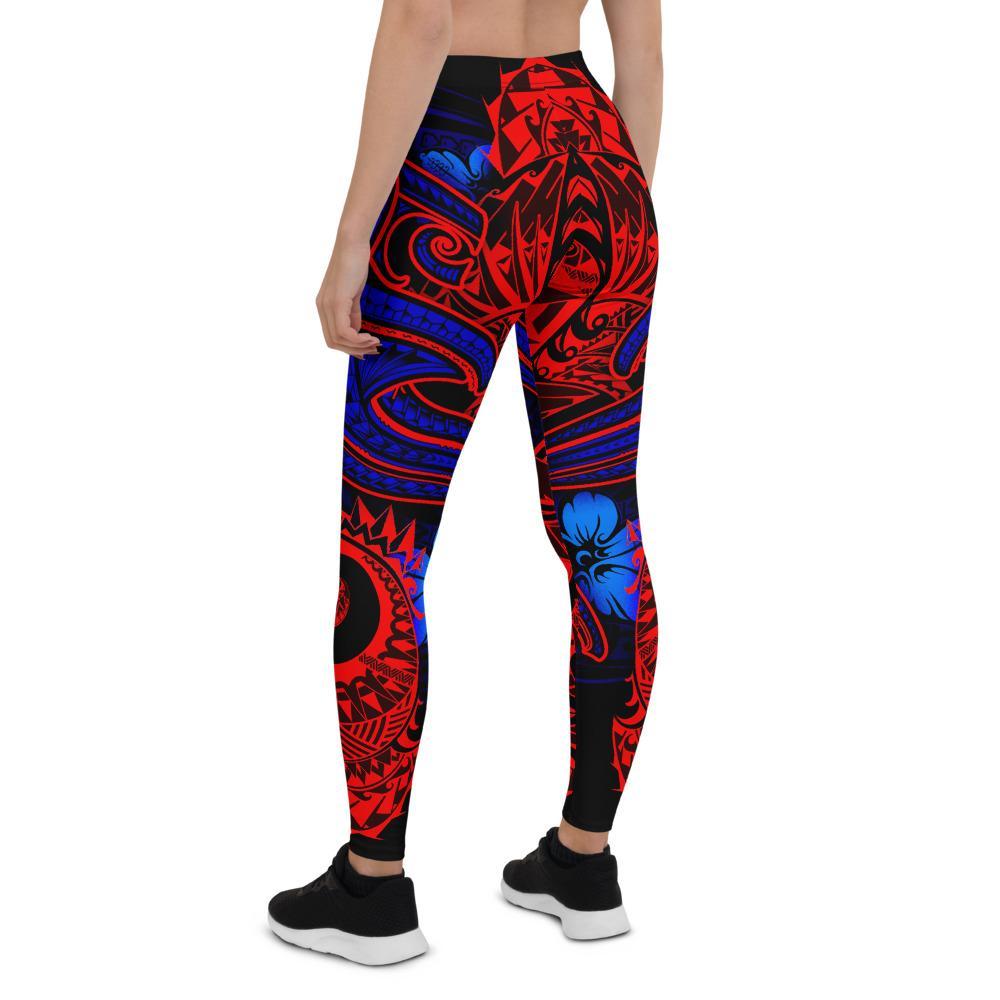 Samoa Leggings - Blue Shark Polynesian Tattoo - Polynesian Pride