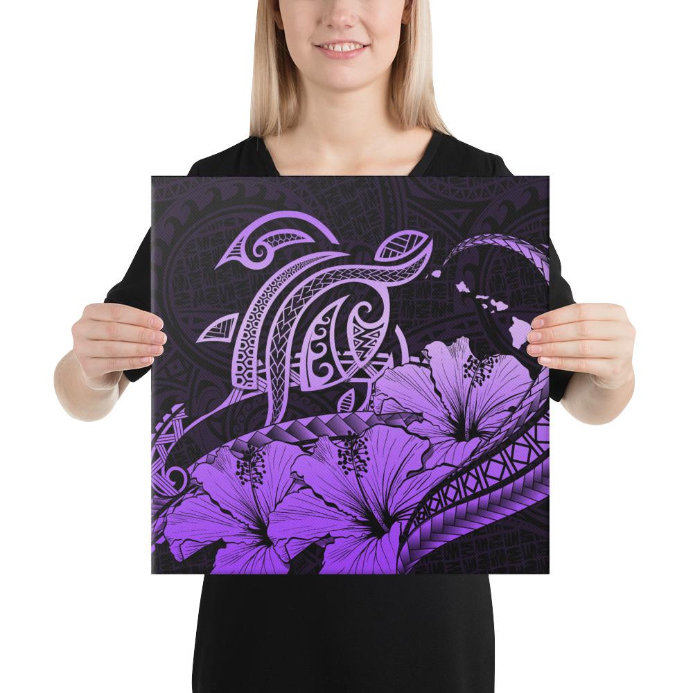 Hawaii Turtle Map Polynesian Violet Canvas 16x16 Canvas Violet - Polynesian Pride