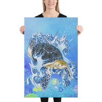 Turtle Cool Canvas 24x36 Canvas White - Polynesian Pride