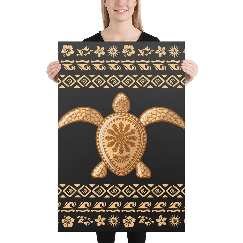 Hawaii Traditional Turtle Pattern Canvas 24x36 Canvas White - Polynesian Pride
