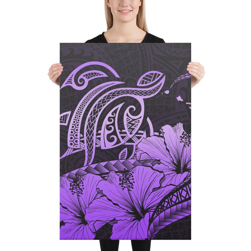 Hawaii Turtle Map Polynesian Violet Canvas 24x36 Canvas Violet - Polynesian Pride