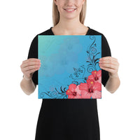 Hibiscus Flower Red Canvas 12x12 Canvas Red - Polynesian Pride