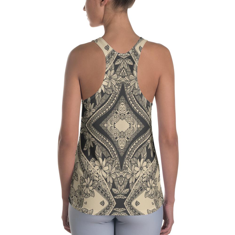Polynesian Plumeria Mix Gray Hawaii Women's Racerback Tank Top - Polynesian Pride
