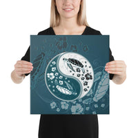 Yinyang Turtle Hibiscus Canvas 16x16 Canvas White - Polynesian Pride