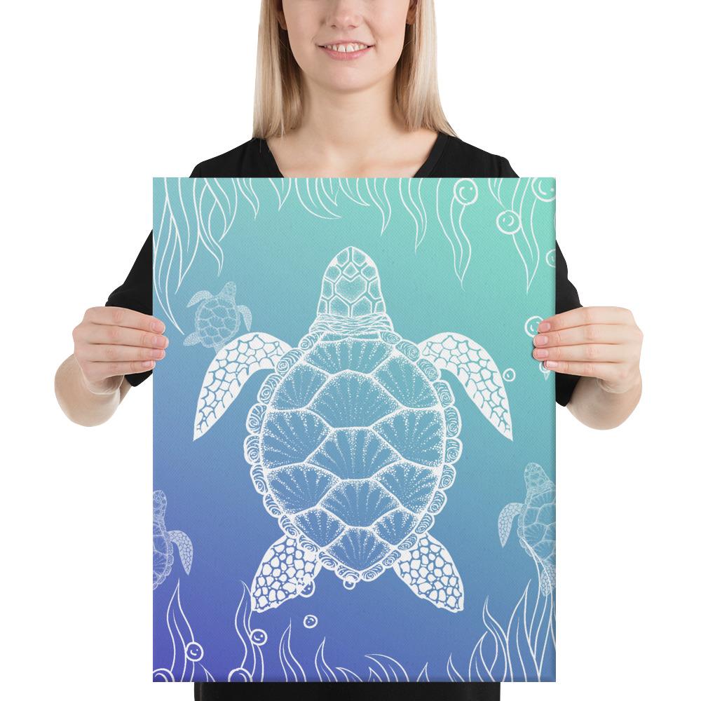 Turtle Gardiant Background Canvas 16x20 Canvas White - Polynesian Pride