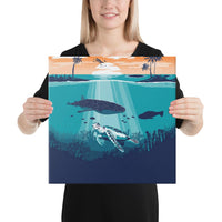 Sea Sunset Canvas 16x16 Canvas White - Polynesian Pride