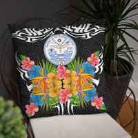 Marshall Islands Pillow - Coat Of Arms With Tropical Flowers - Polynesian Pride