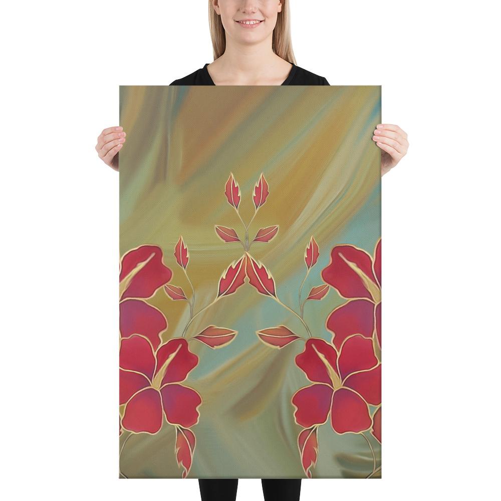 Hibiscus Water Color Canvas 24x36 Canvas White - Polynesian Pride