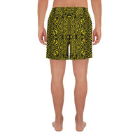 Polynesian Lauhala Mix Yellow Men's Athletic Long Shorts - Polynesian Pride