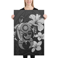 Hibiscus Plumeria Mix Polynesian Turtle Gray Canvas 24x36 Canvas Gray - Polynesian Pride