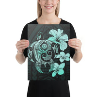 Hibiscus Plumeria Mix Polynesian Turtle Turquoise Canvas 12x16 Canvas Turquoise - Polynesian Pride