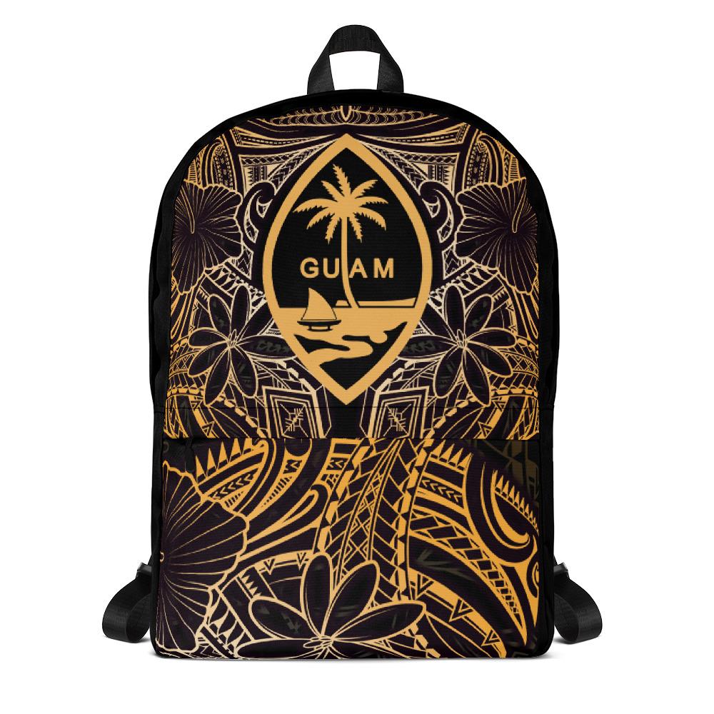 Guam Polynesian Backpack - Gold Hibiscus Coat Of Arms Yellow - Polynesian Pride