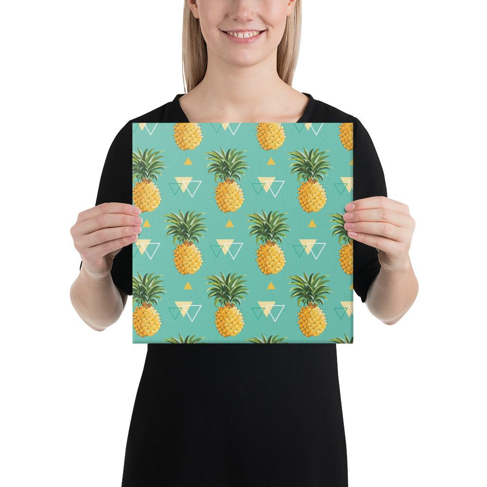 Pineapple Morden Canvas 12x12 Canvas White - Polynesian Pride