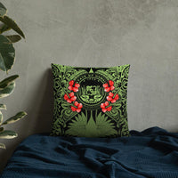 Hawaii Pillow - Coat Of Arms With Hibiscus Flowers - Polynesian Pride