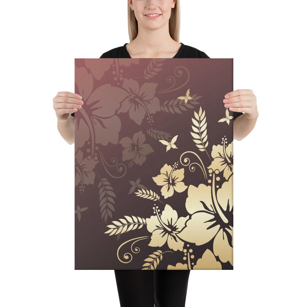 Hibiscus Golden Royal Canvas 18x24 Canvas Gold - Polynesian Pride