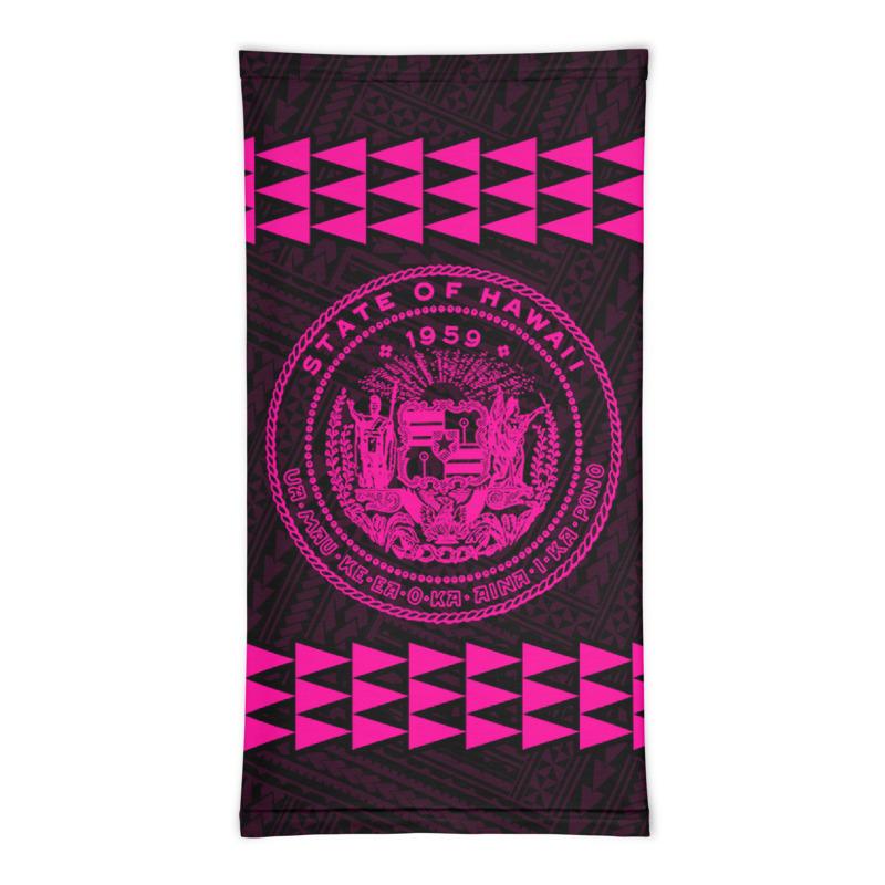 Hawaii Bandana Kakau Polynesian Coat Of Arms Neck Gaiter - Pink - Polynesian Pride