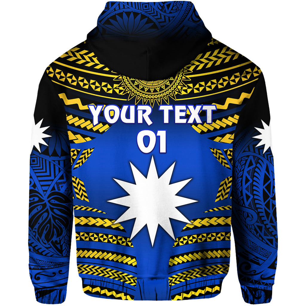 Custom Nauru Polynesian Flag Hoodie Creative Style Gradient Blue, Custom Text and Number LT8 - Polynesian Pride