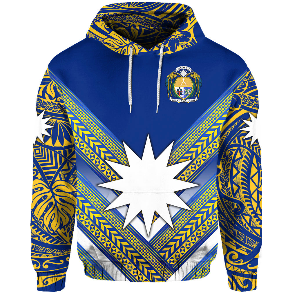 Nauru Polynesian Flag Hoodie Creative Style Blue NO.1 LT8 - Polynesian Pride