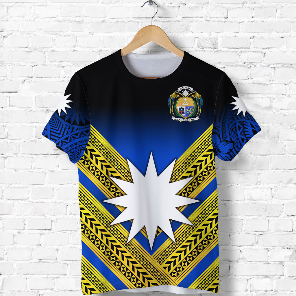 Nauru Polynesian Flag T Shirt Creative Style Gradient Blue LT8 - Polynesian Pride