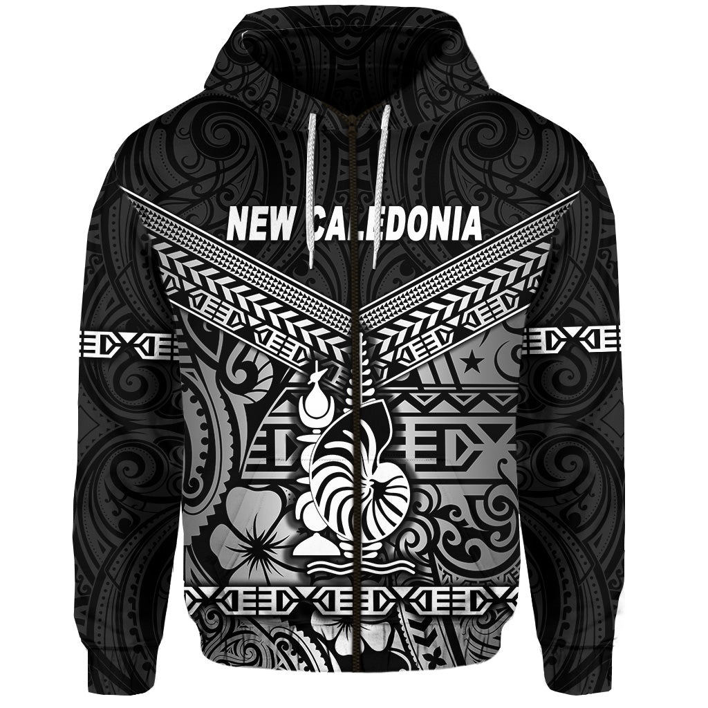 New Caledonia Zip Hoodie Simple Style Black LT8 - Polynesian Pride