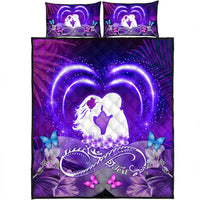 (Personalized) Hawaiian Couple Hibiscus Valentine Quilt Bed Set - Bliss Style AH Art - Polynesian Pride