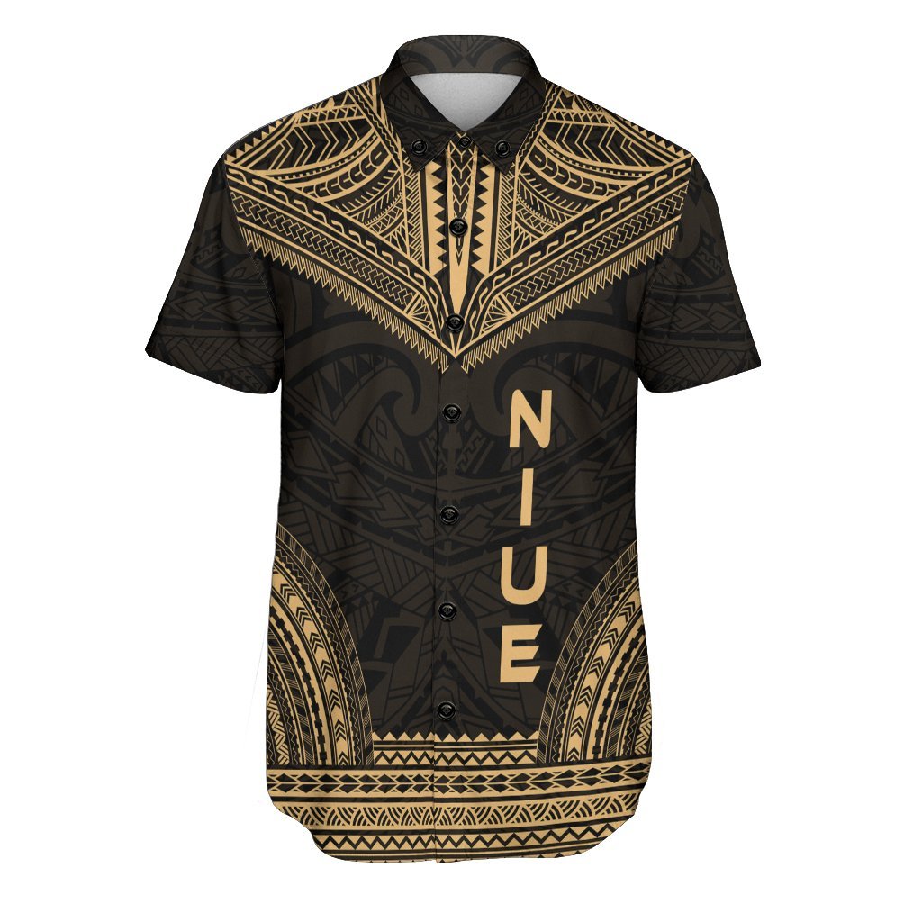 Niue Polynesian Chief Shirt - Gold Version Men Gold - Polynesian Pride