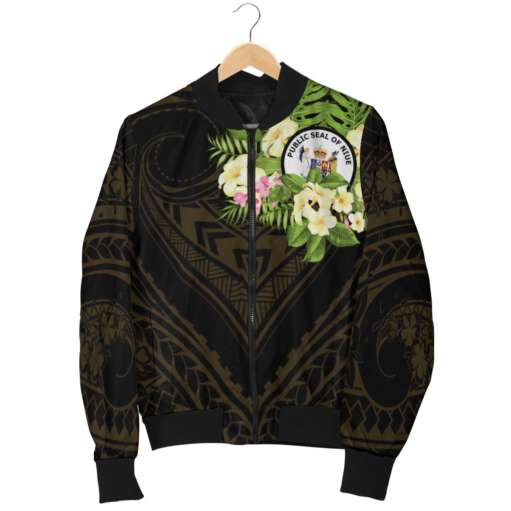 Niue Men's Bomber Jacket - Polynesian Gold Patterns Collection - Polynesian Pride