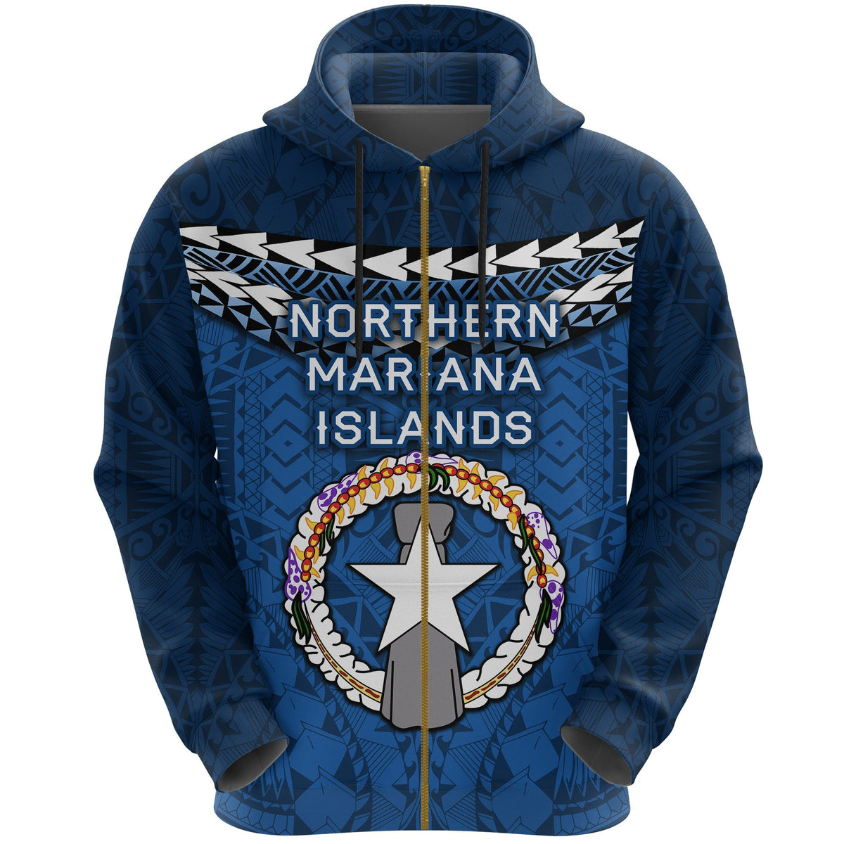 Northern Mariana Islands Polynesian Zip Hoodie Vibes Version Unisex Blue - Polynesian Pride