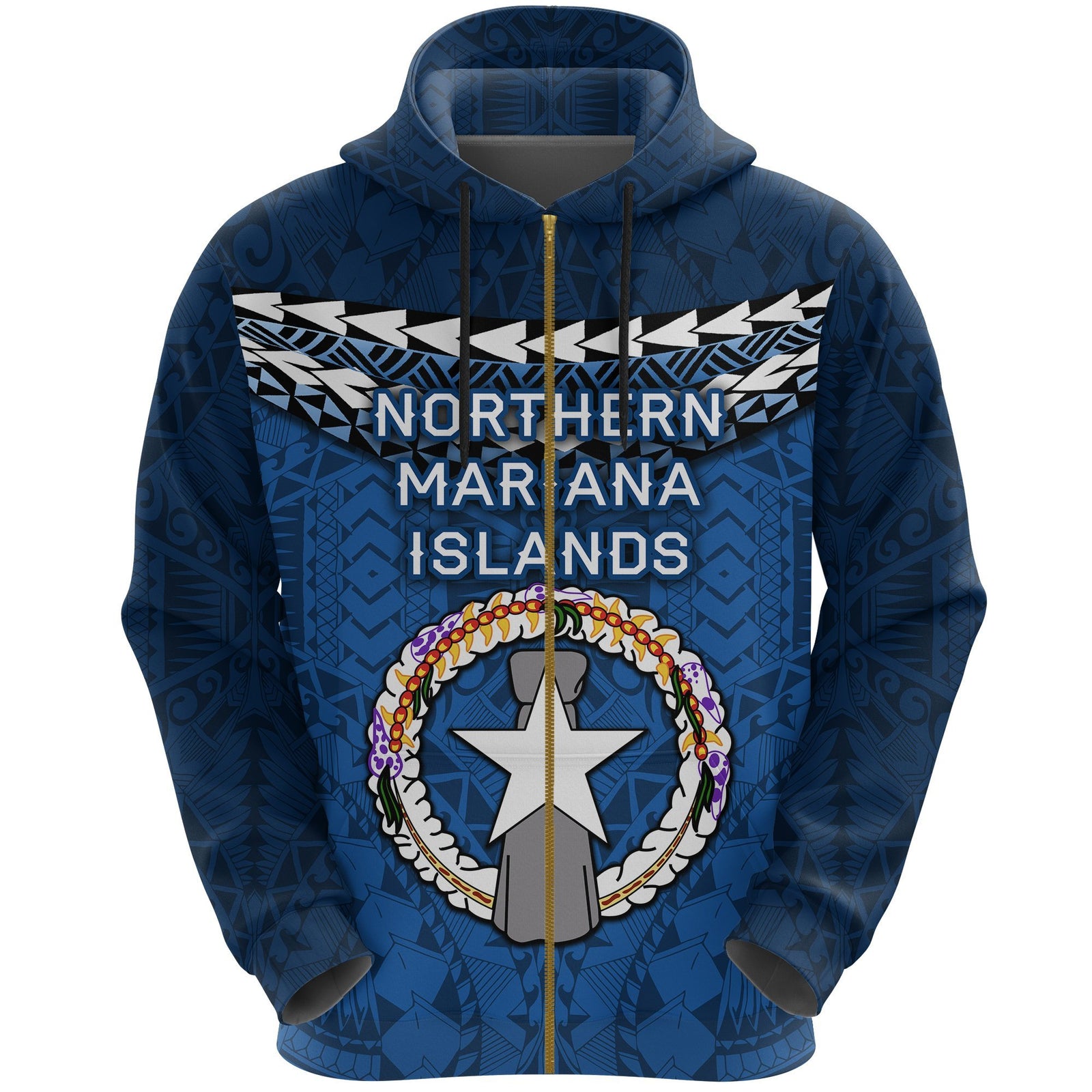 Northern Mariana Islands Polynesian Zip Hoodie Vibes Version Unisex Blue - Polynesian Pride