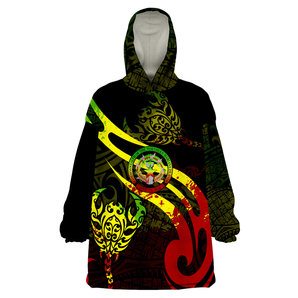 Northern Mariana Islands Scorpio Tribal Pattern Style Reggae Wearable Blanket Hoodie LT9 Unisex One Size - Polynesian Pride