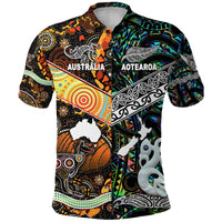 Custom New Zealand Australia Polo Shirt Maori and Aboriginal Together Paua Shell, Custom Text and Number LT8 - Polynesian Pride