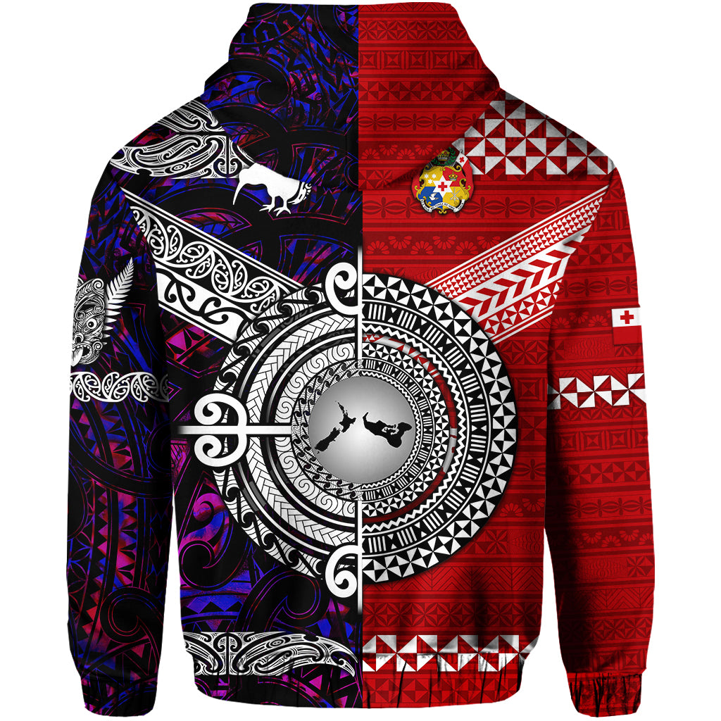 Custom New Zealand Tonga Hoodie Maori and Polynesian Together Purple LT8 - Polynesian Pride