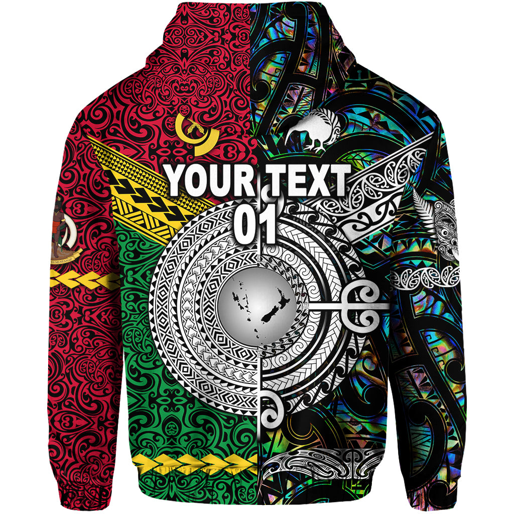 Custom Vanuatu New Zealand Zip Hoodie Together Paua Shell, Custom Text and Number LT8 - Polynesian Pride