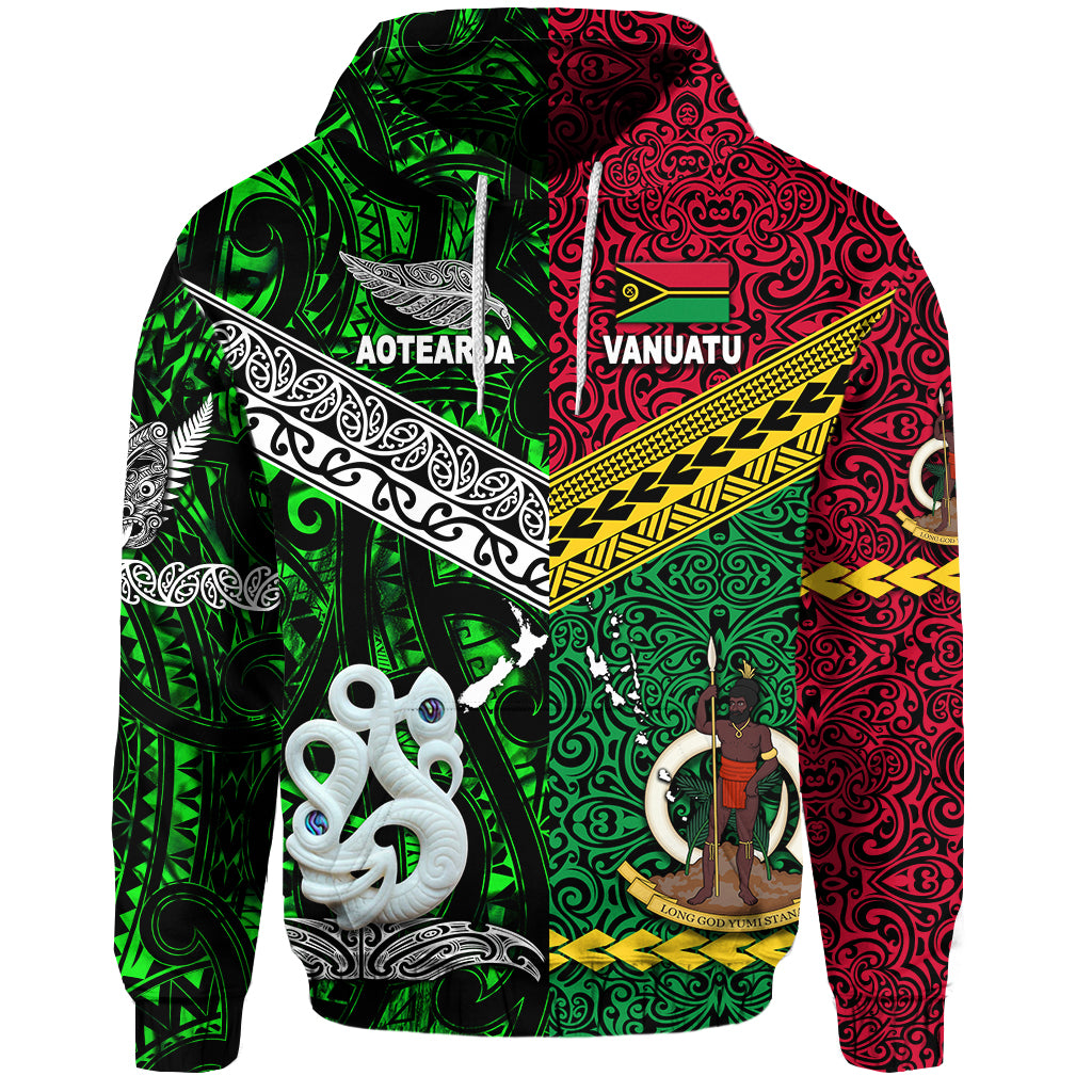 Vanuatu New Zealand Hoodie Together Green LT8 - Polynesian Pride