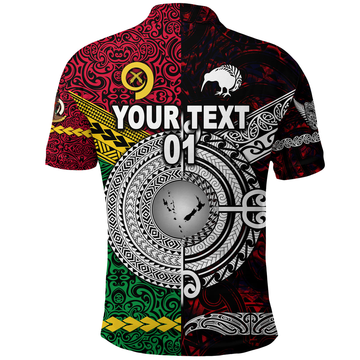 Custom Vanuatu New Zealand Polo Shirt Together Red, Custom Text and Number LT8 - Polynesian Pride