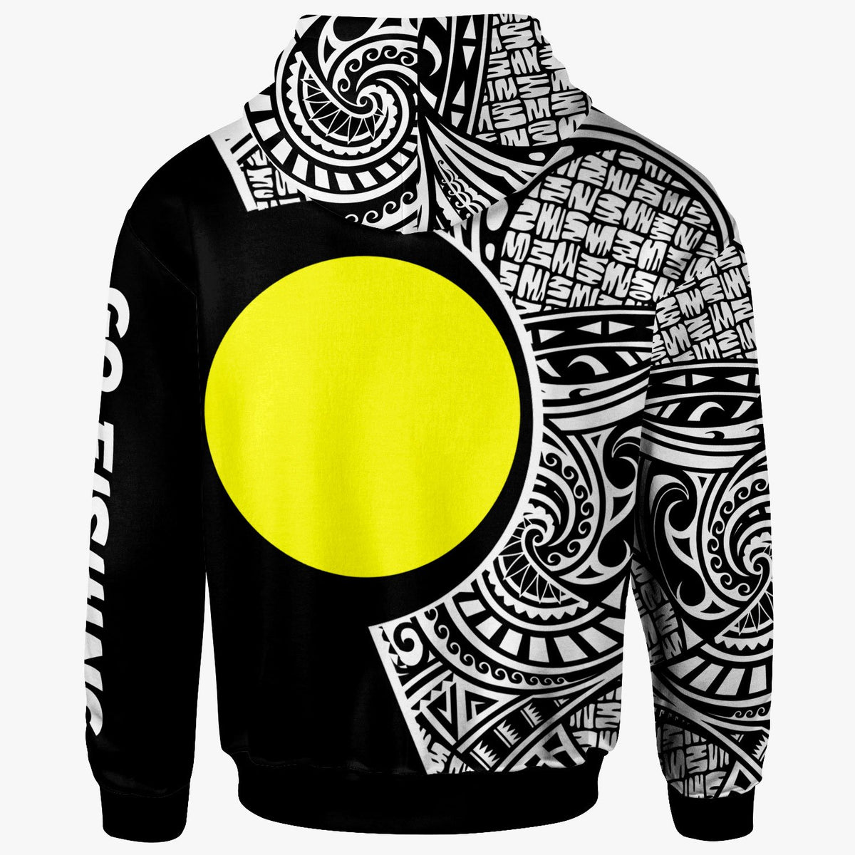 Palau Zip Hoodie Hook Tattoo Black Color - Polynesian Pride